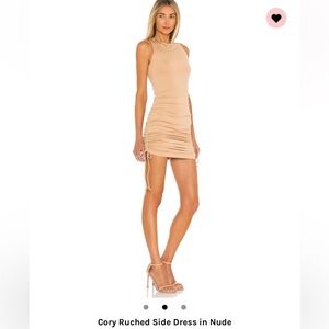 Superdown Cory Ruched Side Dress in Nude size S